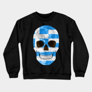 Greece Flag Skull - Gift for Greek With Roots From Greece Crewneck Sweatshirt